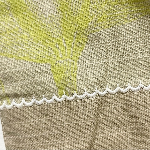 Linen Blend Beige Green Printed Embroidered Table Runner Dragonflies Flowers - Picture 3 of 7